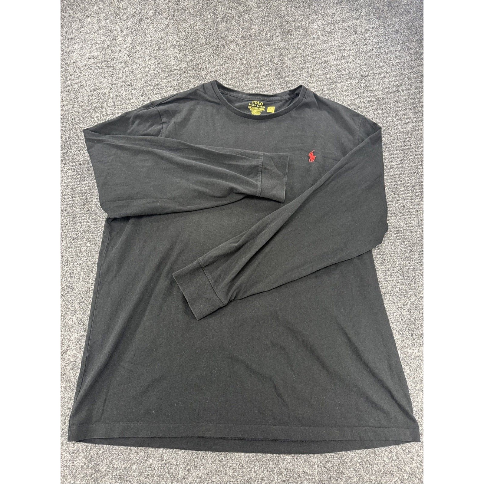 Polo Ralph Lauren Long Sleeve T-Shirt Men's Xxl Black Custom Fit Red Pony